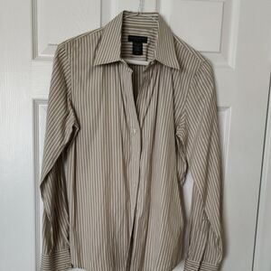 Banana Republic Women's Beige Striped Button Down Shirt